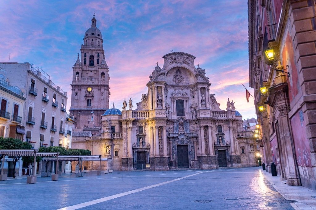 Cathedral Murcia Spain sunset
